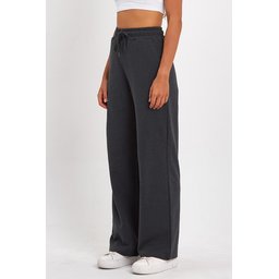 بنطلون رياضي نسائي فضفاض مريح بجيوب جانبية - أسود-فحمي (قطعتان) Women's Loose Fit Wide Leg Tracksuit Bottoms with Side Pockets - Black-Anthracite (2-Pack)