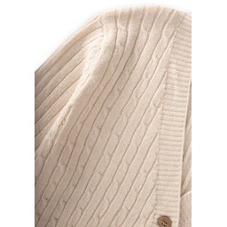 جاكيت تريكو للأطفال بتصميم ضفيرة، 2-8 سنوات، لون حجري Kids' Braided Knit Cardigan, 2-8 Years, Stone Color