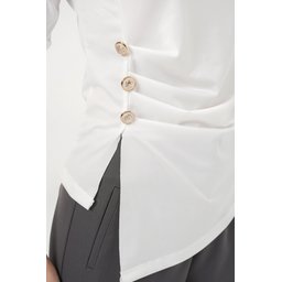 بلوزة ساندي نسائية بتفاصيل أزرار 992 - أبيض Women's Button Detail Sandy Blouse 992 - White