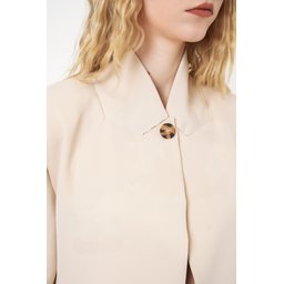 جاكيت بليزر نسائي بيج فضفاض بزر واحد 0749 Women's Single Button Oversize Blazer Jacket 0749 - Beige