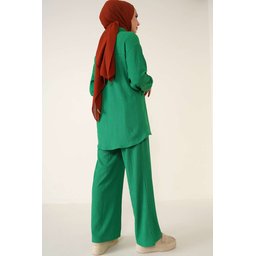 طقم T5858 محبوك قطعتين للمحجبات - أخضر T5858 Knitted Modest Two-Piece Set - Green