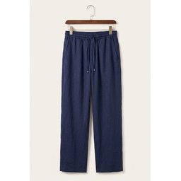 بنطلون رجالي مريح من الكتان 30118 - كحلي Men's Comfortable Linen Trousers 30118 - Navy Blue