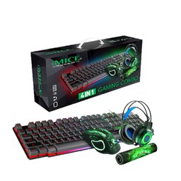 طقم ملحقات ألعاب الكمبيوتر iMice GK-490 المتكامل 4 في 1 مع إضاءة RGB iMice GK-490 4-in-1 RGB PC Gaming Peripheral Combo Kit