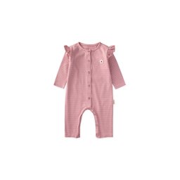 تولوم أطفال مخطط ومطرز - وردي (0-3 سنوات) Striped Embroidered Baby Romper - Pink (0-3 Years)