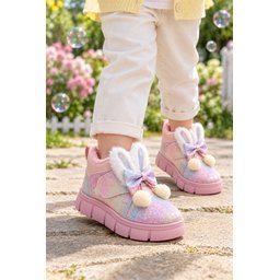 بوت Muggo PIPA شتوي بناتي فرو داخلي بتصميم أذن أرنب وفيونكة - بودرة Muggo PIPA Girls' Winter Boots with Rabbit Ears, Bow, and Faux Fur Lining - Powder Pink