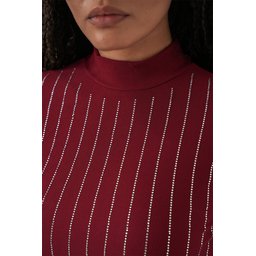 بودي نسائي 922 مزين بالخرز - لون خمري 922 Embellished Women's Bodysuit - Burgundy