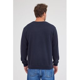 سويت شيرت رجالي كحلي بياقة دائرية بقصة عادية من القطن Men's Navy Standard Fit Cotton Basic Crew Neck Sweatshirt