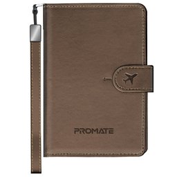 افظة جواز سفر جلدية رفيعة مضادة للضياع مزودة بتقنية الحماية من تحديد الهوية Slim Leather Passport Holder with Anti-Lost Feature & RFID Protection