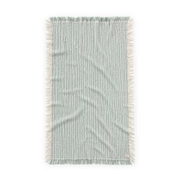 بطانية موسلين 4 طبقات بشرابات 80x120 سم - خطوط خضراء Four-Layer Muslin Blanket with Tassels 80x120 cm - Green Striped