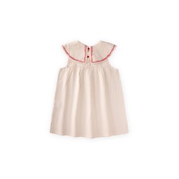 فستان موسلين مطرز للأطفال 2-5 سنوات - لون طبيعي Muslin Embroidered Dress for Girls 2-5 Years - Natural