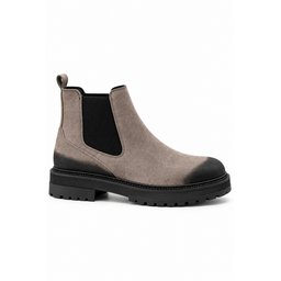 بوت تشيلسي رجالي Muggo BRAWN جلد طبيعي عتيق بنعل سميك - رملي Muggo BRAWN Men's Genuine Leather Vintage Toe Elastic Thick Sole Chelsea Boots - Sand