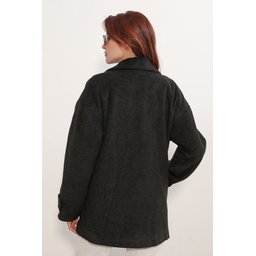9143 كاب معطف نسائي بياقة متقاطعة - فومي 9143 Women's Crossover Collar Melton Coat - Fume