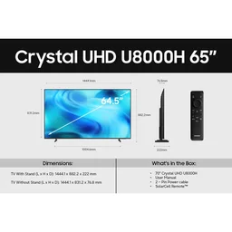 تلفزيون سامسونج الذكي 65 بوصة U8000H كريستال UHD بدقة 4K – موديل 2026 Samsung