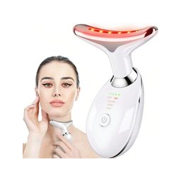 جهاز تدليك الرقبة والوجه بالضوء LED مع تقنية EMS والحرارة LED Light Therapy Neck & Face Massager – EMS, Heat & Vibration
