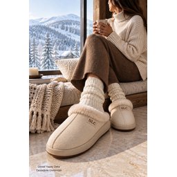 شبشب منزلي نسائي Muggo BLADE شتوي مبطن بالفرو مريح - بيج Muggo BLADE Women's Winter Faux-Fur Lined Comfortable Home Slippers - Beige