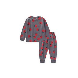 طقم بيجامة أطفال بنمط منقوش، قطن 100%، لون أنثراسيت (2-8 سنوات) Kids' Patterned Pajama Set, 100% Cotton, Anthracite (2-8 Years)