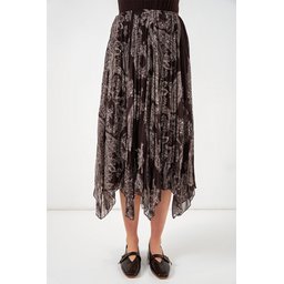 تنورة نسائية شيفون تُل غير متماثلة 8061 - بني Women's Asymmetrical Tulle Chiffon Skirt 8061 - Brown