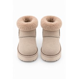 حذاء Muggo NELİS نسائي شتوي يومي مبطن بالفرو - بيج Muggo NELİS Women's Casual Winter Ankle Boot - Beige