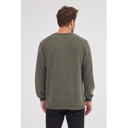 سويتشيرت رجالي بيسك بياقة دائرية، قصة عادية، قطن، لون كاكي Men's Khaki Standard Fit Regular Cut Cotton Basic Crew Neck Sweatshirt