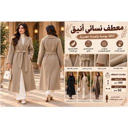 معطف نسائي طويل B01 B01 Women's Long Coat