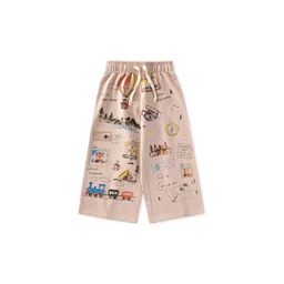 بنطلون أطفال مطبوع من 2-7 سنوات - بيج Printed Kids Trousers for 2-7 Years - Beige