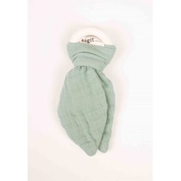 عضاضة أطفال من قماش الموسلين والخشب الطبيعي - أخضر نعناعي Muslin Fabric & Natural Wood Baby Teether - Mint Green