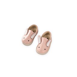 حذاء أطفال جلدي بتصميم أرنب - لون بودرة (مقاس 19-25) Leather Rabbit Design Kids' Shoes - Powder Pink (Sizes 19-25)