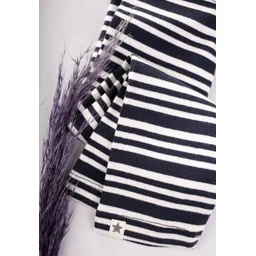 ليقنز مخطط مضلع للأطفال 1-10 سنوات - كحلي Kids' Striped Ribbed Leggings 1-10 Years - Navy Blue