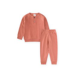 طقم أطفال أساسي بأكمام ريجلان برتقالي - 1-8 سنوات Reglan Sleeve Basic Set for Kids 1-8 Years - Orange