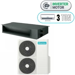 سبلت هايسنس دكت مخفي سعة 3 طن مع ضاغط Inverter ونظام مروحتين Dual Fan Hisense 3 Ton Concealed Duct Air Conditioner with Inverter Compressor and Dual-Fan System