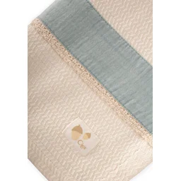 بطانية أطفال بنمط سلة وشرائط 85x100 سم - نعناع طبيعي Baby Blanket with Woven Pattern & Stripes 85x100 cm - Natural Mint