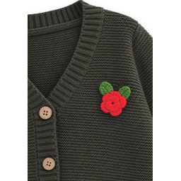 Links سترة كارديجان للأطفال بياقة V وتصميم وردة - أخضر كاكي (2-7 سنوات) Links Kids' V-Neck Rose Design Cardigan - Khaki Green (2-7 Years)