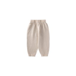 بنطلون شالوار موسلين للأطفال 1-6 سنوات - رمادي فاتح مخطط Muslin Shalwar Trousers for Kids 1-6 Years - Light Grey Striped