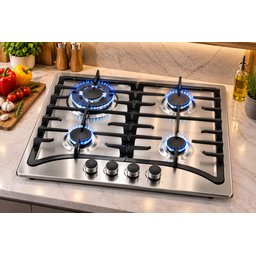 طباخ غاز بلت إن إمبليوم 4 شعلات ستانلس ستيل  60 سم Embleme  Built-in Gas Hob  4 Burners  Stainless Steel