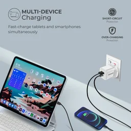 شاحن جداري بروميت باور بورت 33 بقدرة 33 واط بتقنية GaN مع منفذي تايب سي و USB-A Promate PowerPort-33 33W Power Delivery GaNFast™ Charging Adapter