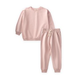 طقم سويت شيرت Basic Karyoka بتفاصيل للبنات 3-8 سنوات - وردي بودرة Basic Karyoka Detailed Sweatshirt Set for Girls 3-8 Years - Powder Pink