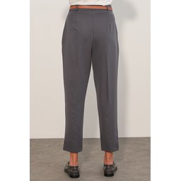 بنطلون قماش نسائي بحزام 30136 - أنثراسيت Women's Belted Fabric Trousers 30136 - Anthracite