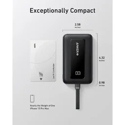 انكر - شاحن طوارئ Zolo مزود بكيبل نوع سي مدمج بقدرة 10000 مللي امبير وبقوة شحن 30 واط - اسود Anker Power Bank 10K 30W Built-In USB-C Cable Black