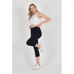 ليقنز كابري نسائي أسود بخصر عالٍ وخصائص شد Women's Black High-Waist Shaping Capri Leggings