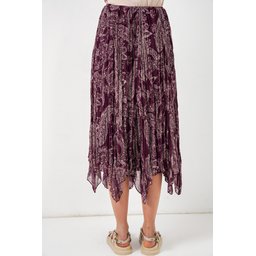 تنورة نسائية شيفون تُل غير متماثلة 8061 - لون بنفسجي Women's Asymmetrical Tulle Chiffon Skirt 8061 - Plum