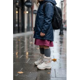 بوت بناتي MUGGO TİGGER مبطن بالفرو برباط وشريط لاصق - بيج MUGGO TİGGER Girls' Fur-Lined Lace-Up and Velcro Boots - Beige