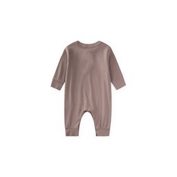 تولوم أطفال مضلع بأساور 0-3 سنوات - لون فيزون Ribbed Cuff Baby Romper 0-3 Years - Vizon
