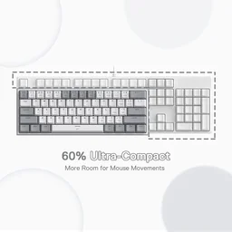 كيبورد ريد دراغون فيز K617 أبيض ورمادي Redragon FIZZ K617 60% RGB Mechanical Gaming Keyboard – White & Grey