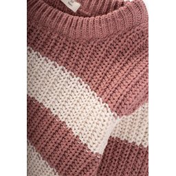 كنزة صوفية مخططة من سيلانيك للأطفال 2-8 سنوات - لون وردي مجفف Selanik Striped Knit Sweater for Kids 2-8 Years - Dried Rose