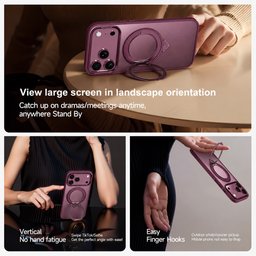 كفر آيفون 18 برو ماكس أكريليك من سيلادا مع ماك سيف ومسند دوّار iPhone 18 Pro Max SULADA Frosted MagSafe 360° Rotating Case