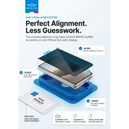 لاصق شاشة حماية خصوصية بريف بدرجة صلابة 9H لهاتف أيفون ديو BRAVE 160° Anti-Spy Privacy Tempered Glass Screen Protector for iPhone Duo