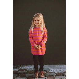 توب تونيك بناتي مخطط من التريكو 100% قطن برتقالي وفوشي (4-12 سنة) Girls' Striped Knit Tunic 100% Cotton Orange Fuchsia (Ages 4-12)