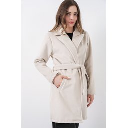 معطف نسائي بحزام 9171 - إكرو Women's Belted Coat 9171 - Ecru