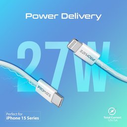 كابل شحن بروميت تايب سي إلى لايتنينج إيكولاين بقدرة 27 واط من النسيج المجدول - 1.2 متر Promate EcoLine-Ci120 Super-Fast 27W Power Delivery USB-C to Lightning Cable (1.2M)
