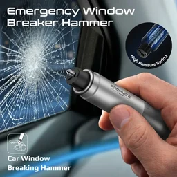 أداة طوارئ وإنقاذ للسيارة بروميت فيكسا 4 في 1 مع مطرقة زجاج وقاطع حزام وكشاف Promate Vexa 4-in-1 Compact Emergency Safety & Rescue Tool